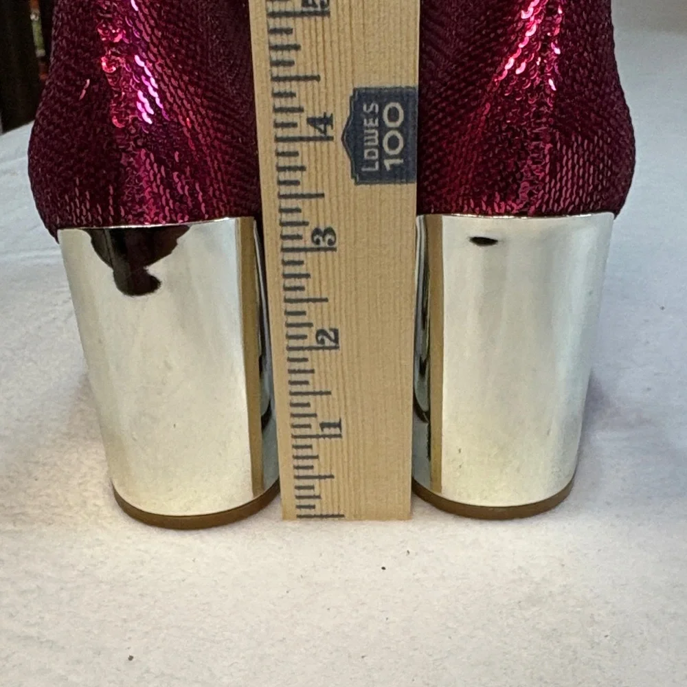 Betsey Johnson Fuchsia Sequin Ankle Boots - Picture 8 of 15